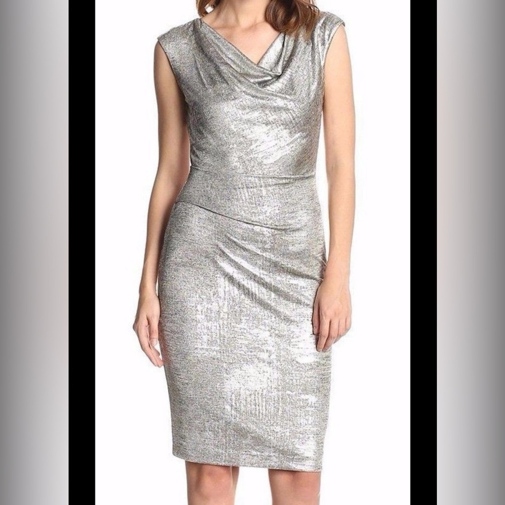 Vince Camuto Silver Ruched Sheath Dress